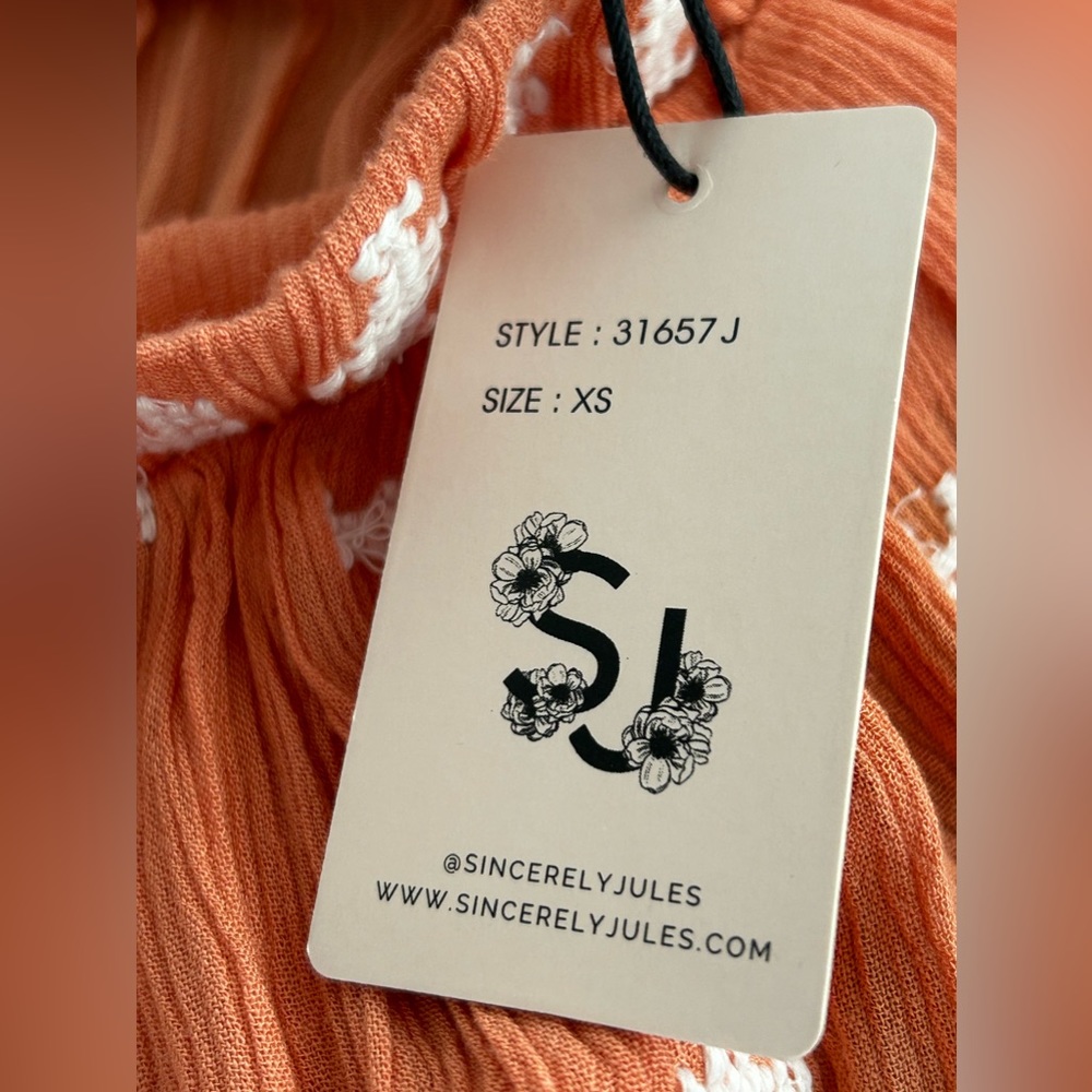 Sincerely Jules Jumpsuit women’s XS orange white NWT - Picture 9 of 14